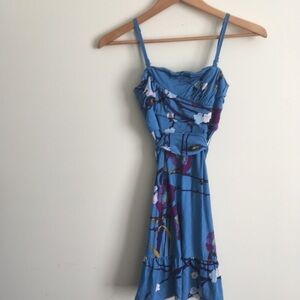 Free People | Blue Floral Print Dress XS